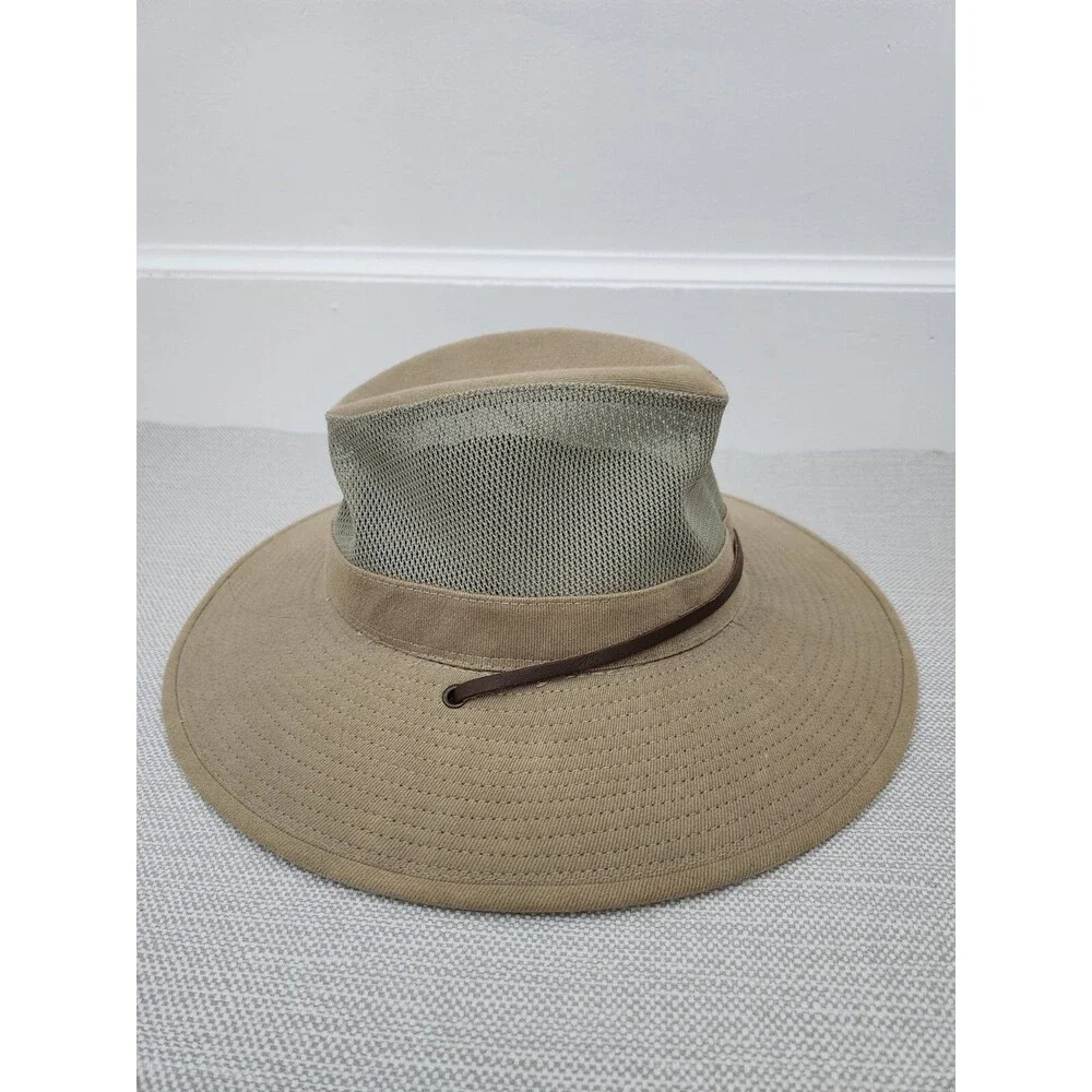 Dorfman Pacific Safari Mesh Cotton Outdoor Fishing Hat Green Taupe Men Small